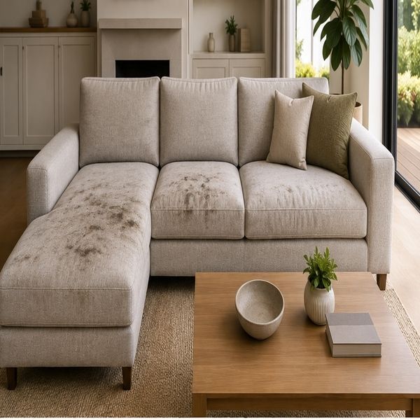 Sofa before upholstery cleaning in Albion